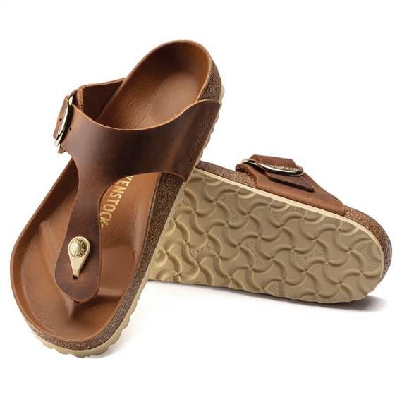 Birkenstock Gizeh Big Buckle Sandaler, Cognac 